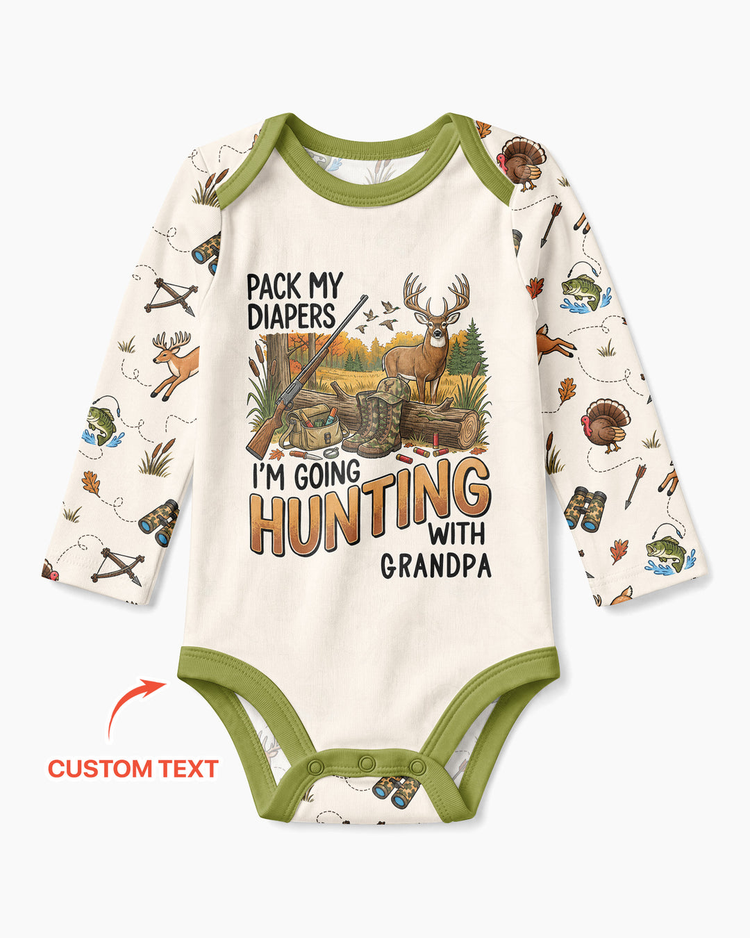 Personalized Pack My Diapers I'm Going Hunting Bamboo Bodysuit