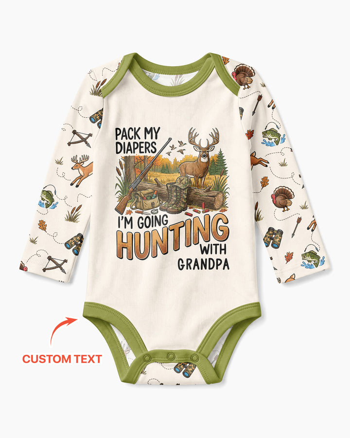 Personalized Pack My Diapers I'm Going Hunting Bamboo Bodysuit