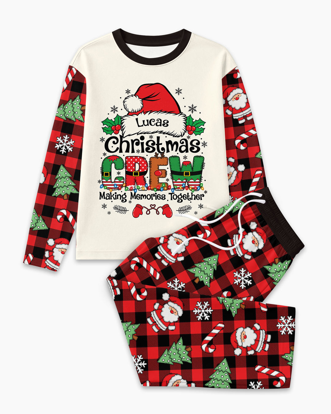 Custom Name Family Matching Christmas Crew Making Memories Together Bamboo Men's Pajama Set