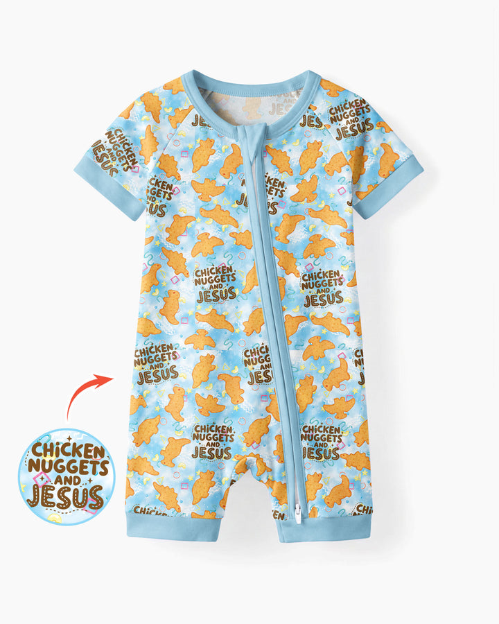 Chicken Nuggets and Jesus Family Matching Bamboo Shorty Zippy