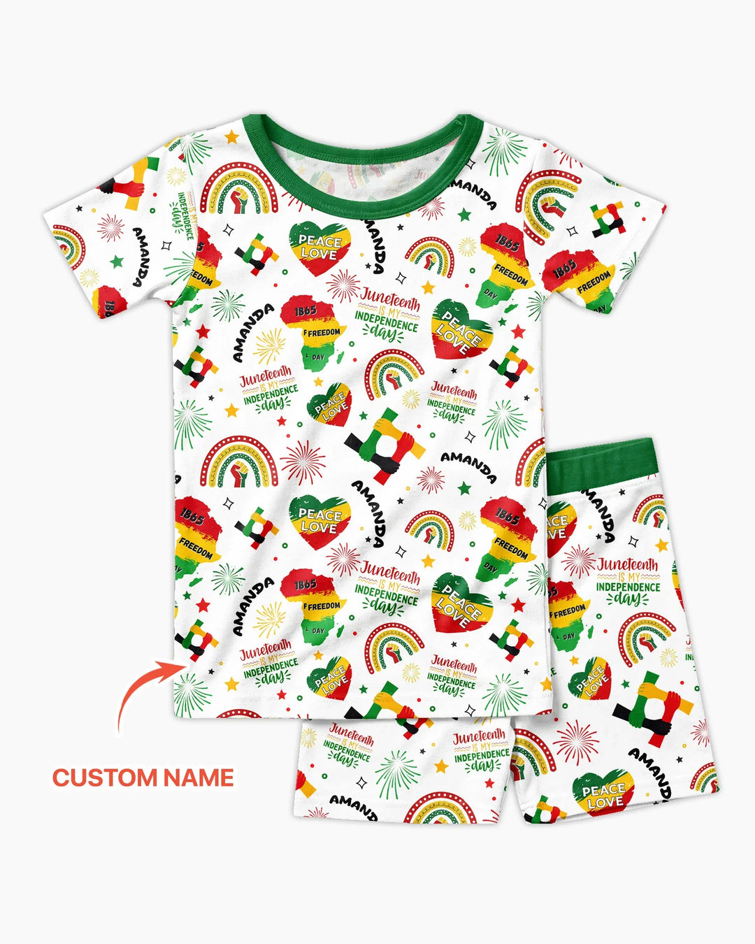 Custom Name Juneteenth Is My Independence Day Bamboo Two Piece Short Sleeve Shorts Pajama Set