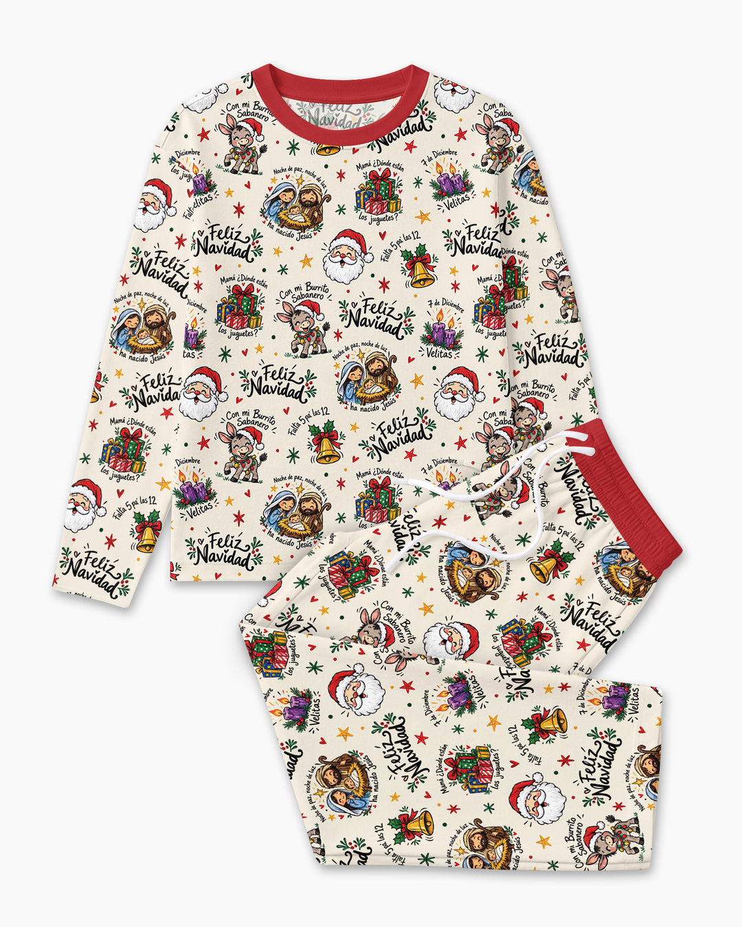 Whimsical Feliz Navidad Christmas Bamboo Men's Pajama Set