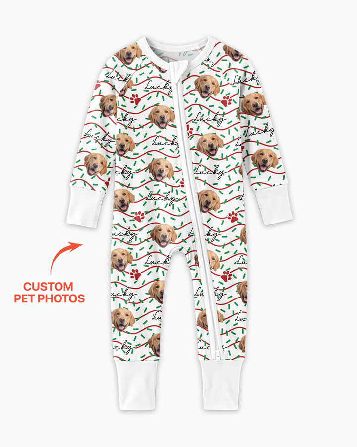 Custom Pet Photo Christmas Sprinkles Bamboo Convertible Zippy