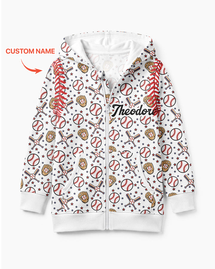 All-Star Baseball Custom Name Bamboo Zip Hoodie