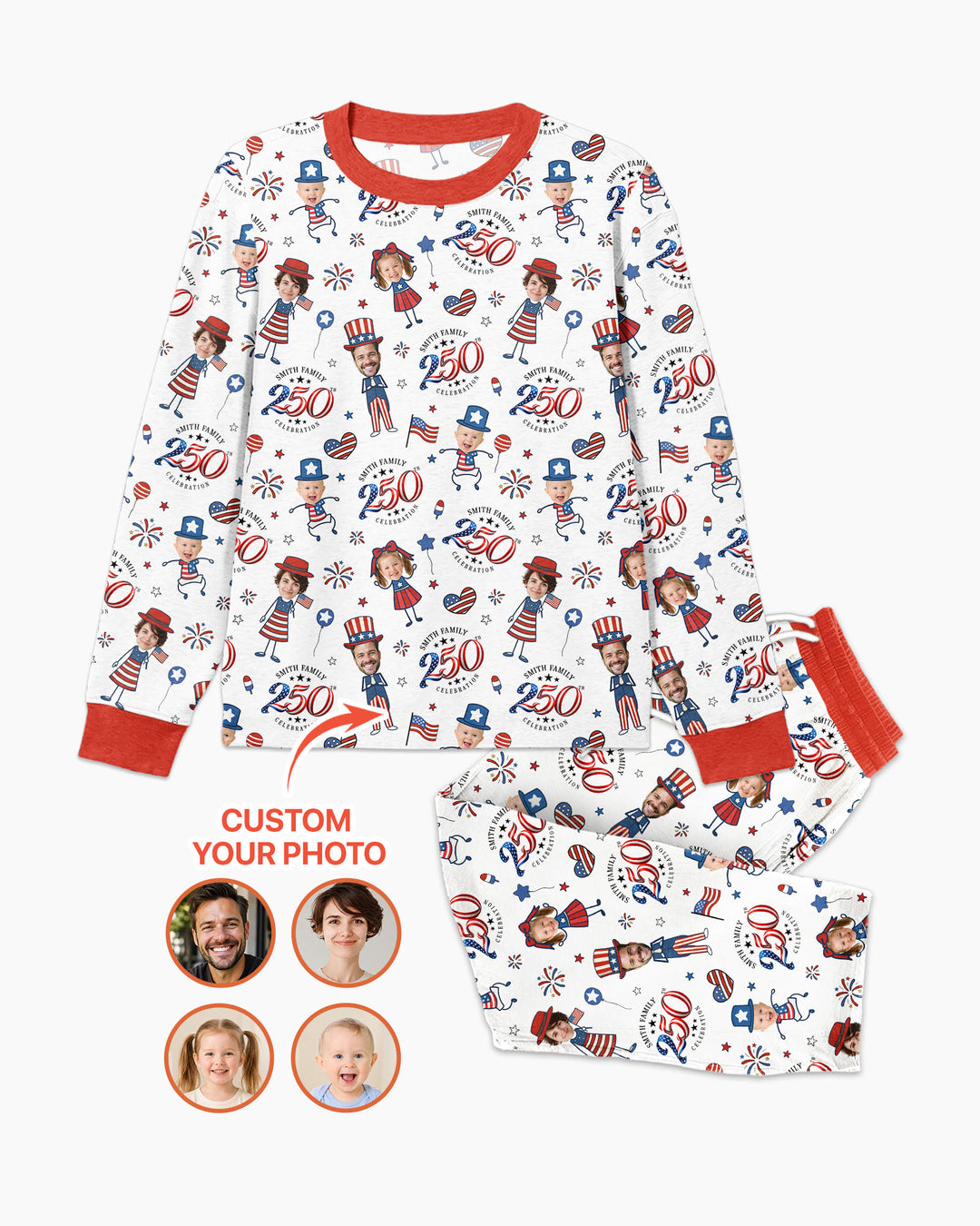 Custom Photo Smith Family Celebration Bamboo Men's Pajama Set
