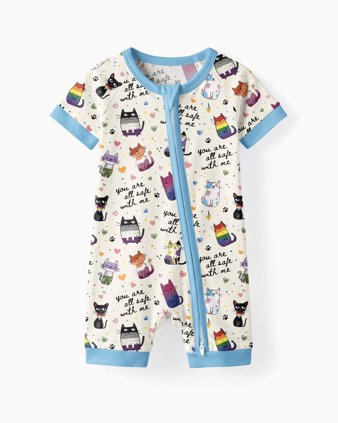 Loved & Safe Kitties Family Matching Bamboo Shorty Zippy