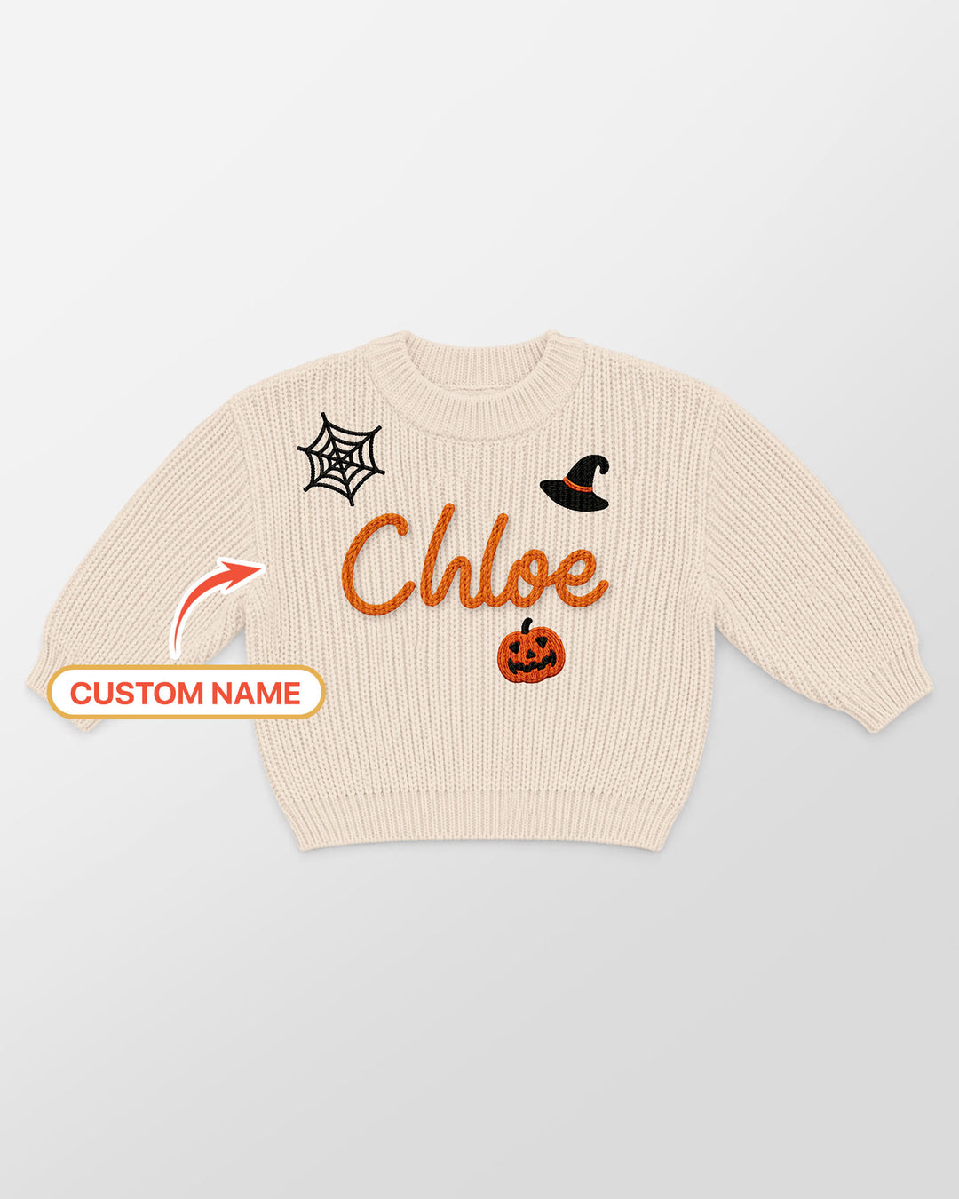 Happy Halloween Embroidered Baby Name Bamboo Knit Sweater Bubble