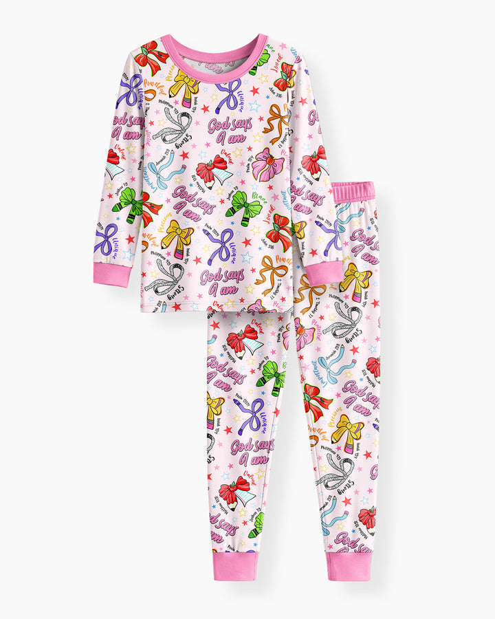 Zweiteiliges Langarm-Pyjama-Set mit Sommerfrüchten