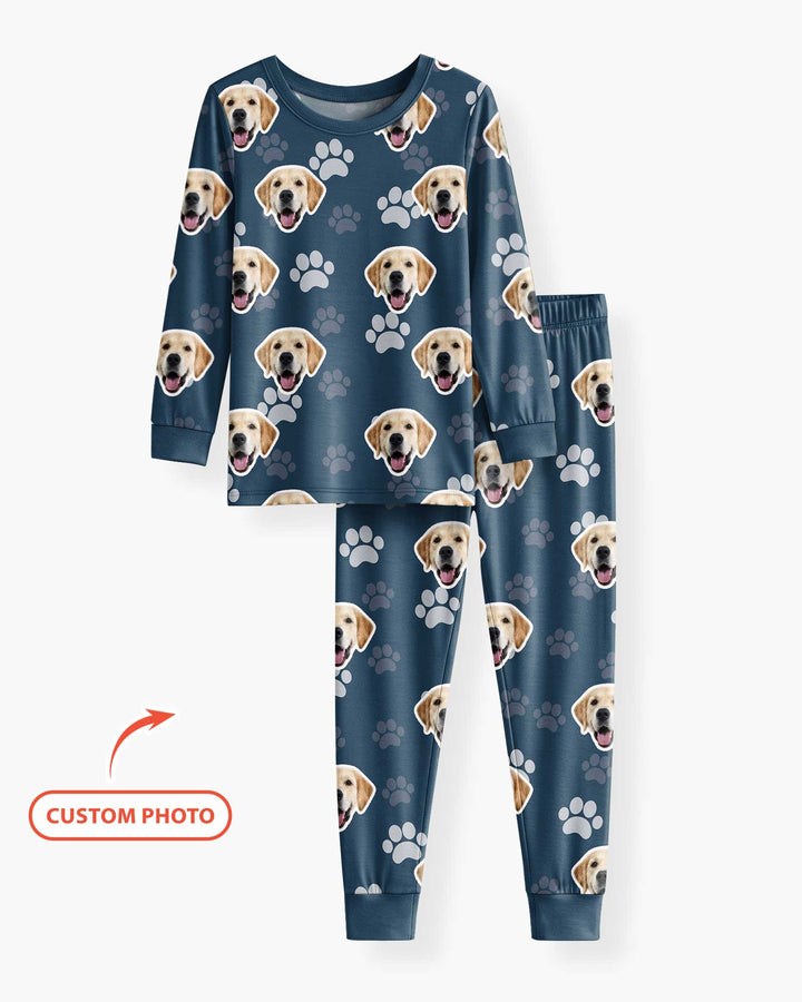 Personalized Dog & Cat Photo Bamboo Two Piece Long Sleeve Pajama Set
