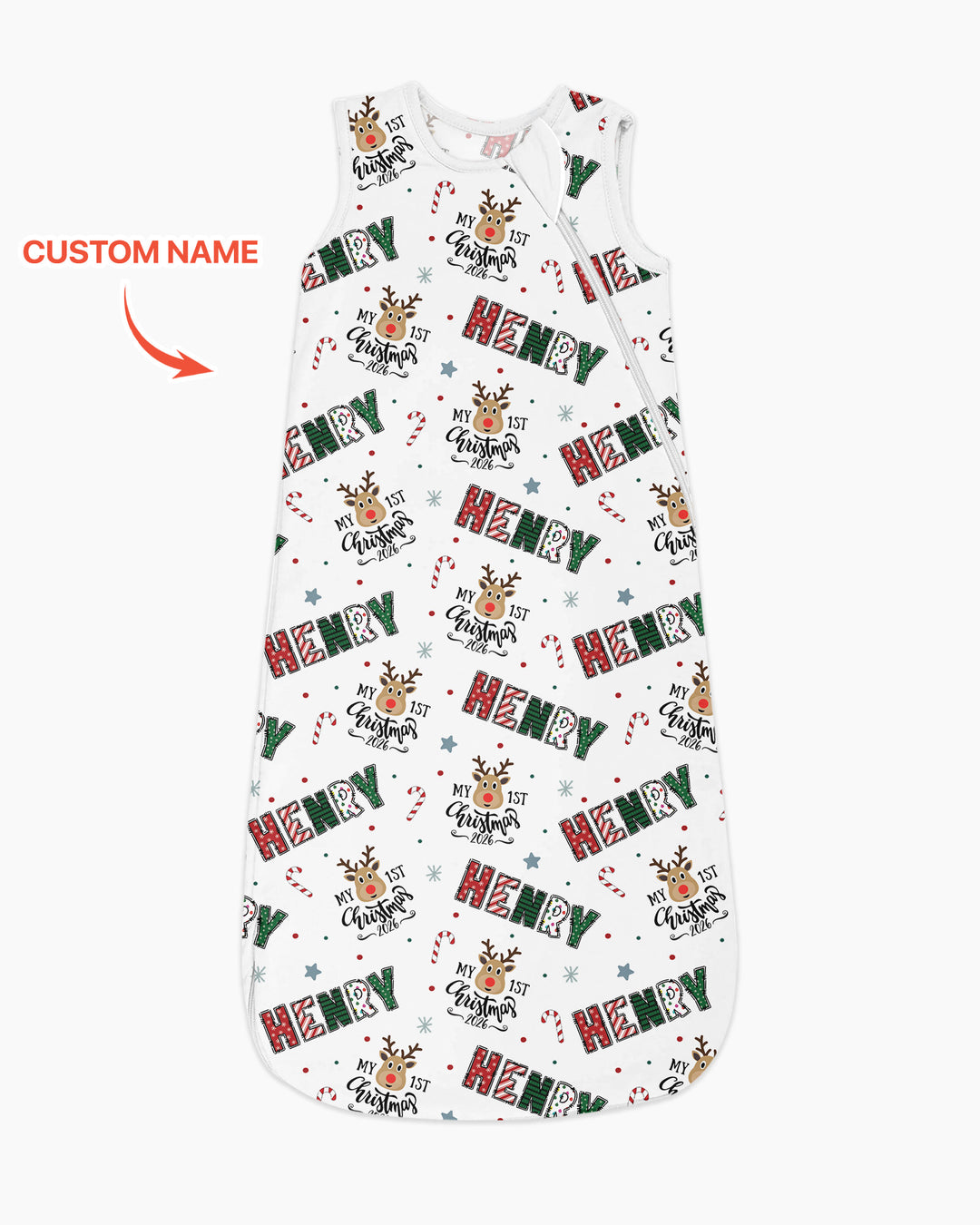 Personalisierter Name „Mein erstes Weihnachten 2025“ – Bambus-Schlafsack (S)