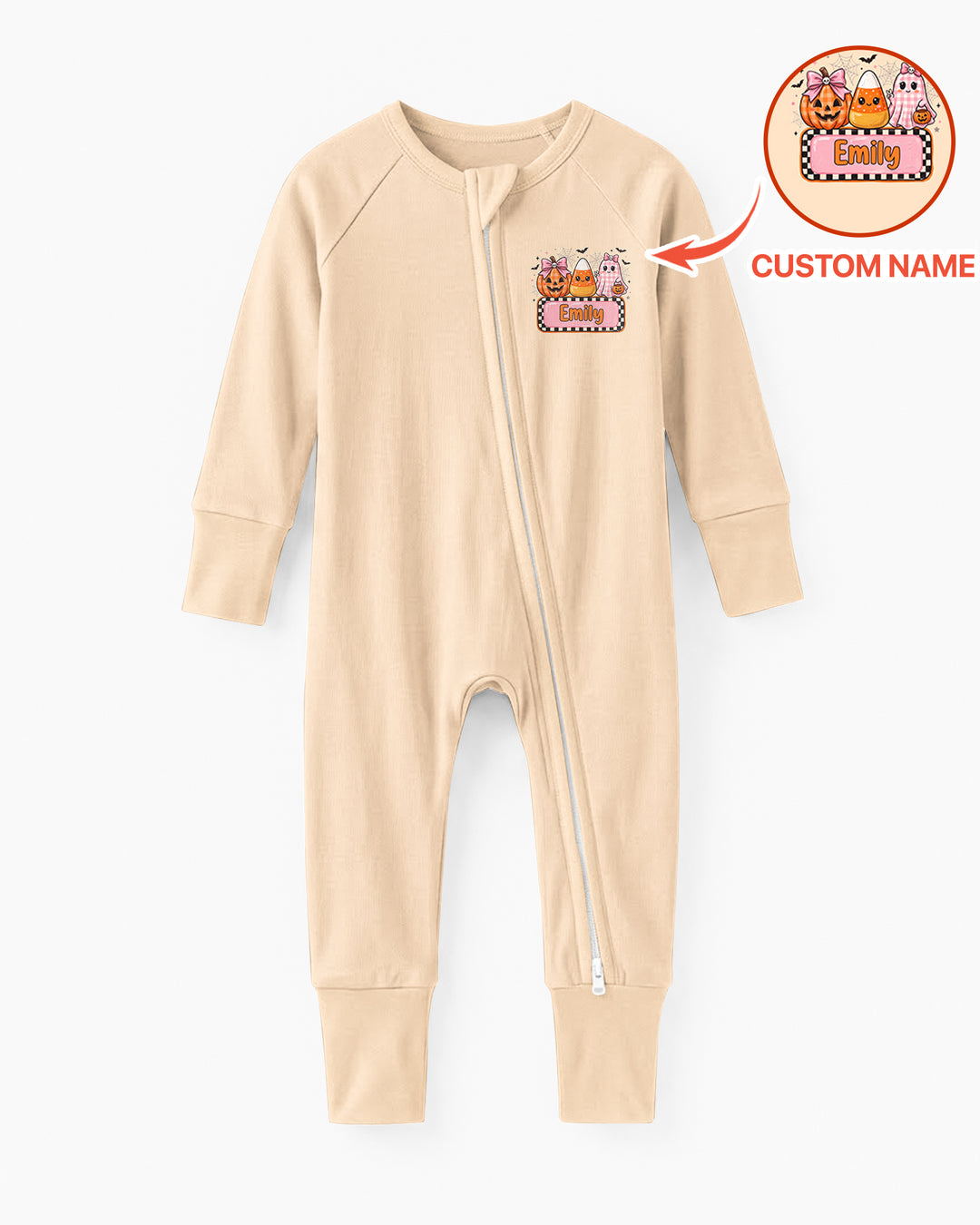 Personalized Spooky Baby Pink Halloween Bamboo Convertible Zippy