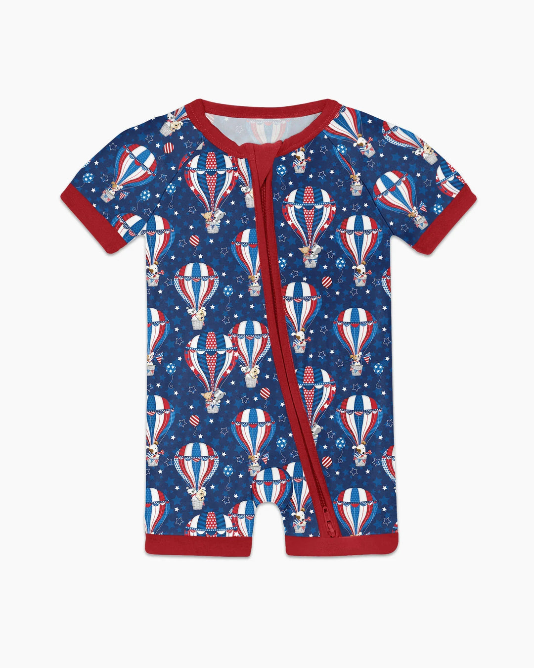 Patriotic Pups in Hot Air Balloons Family Matching Bamboo Shorty Zippy