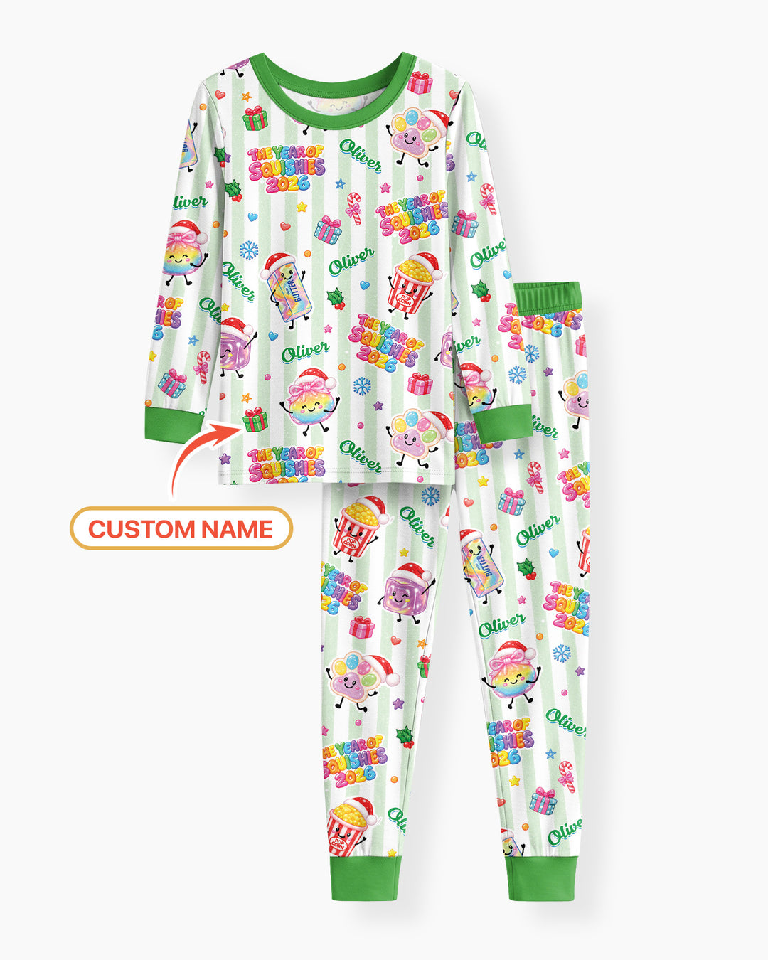 Custom Name The Year of Squishies 2026 Bamboo Two Piece Long Sleeve Pajama Set