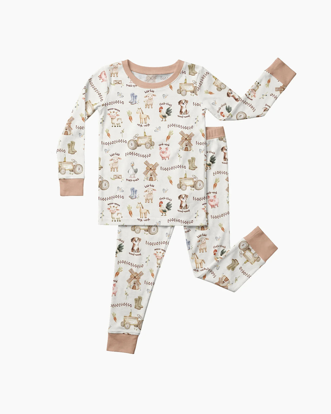 Old McDonald Farm Family Matching Bamboo Two Piece Long Sleeve Pajama Set