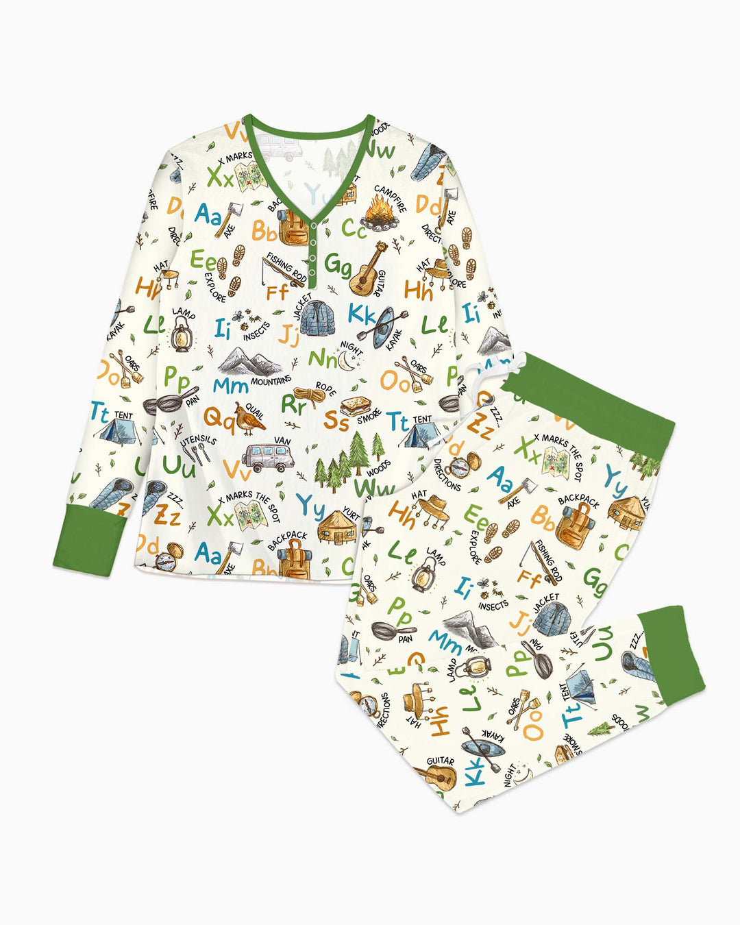 Plantilla de conjunto de pijama de mujer de bambú