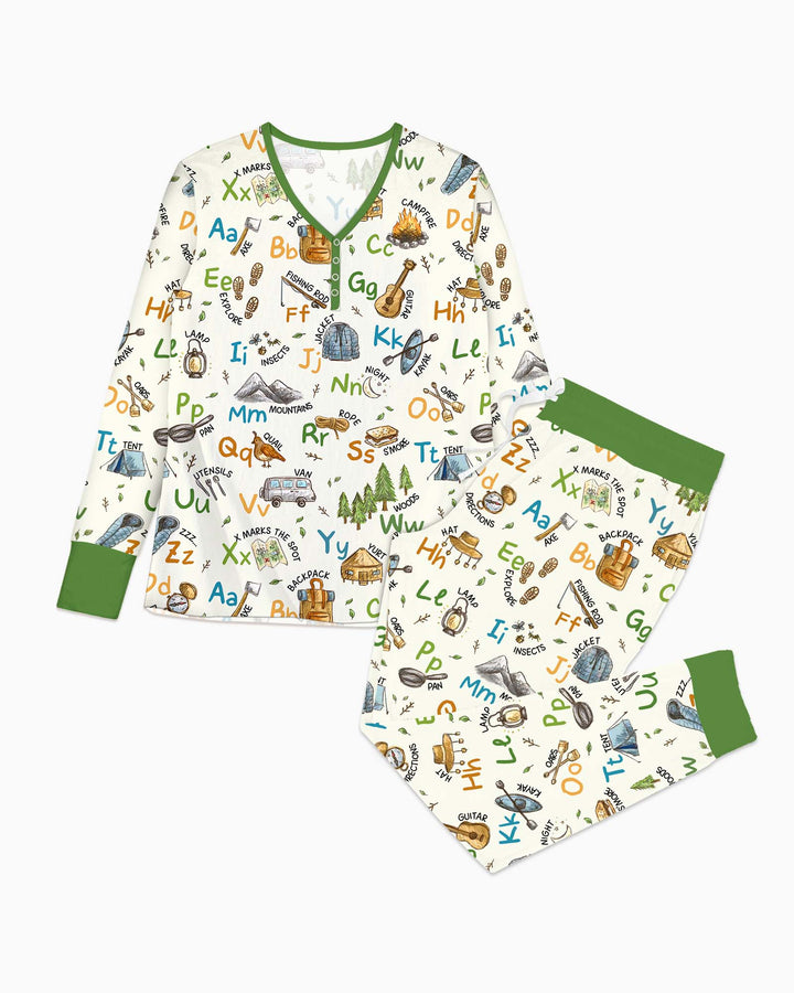 Plantilla de conjunto de pijama de mujer de bambú