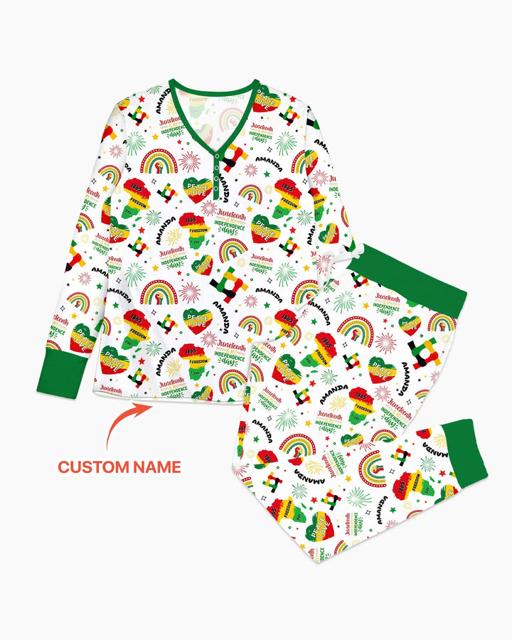 Custom Name Juneteenth Is My Independence Day Bamboo Women Pajama Set