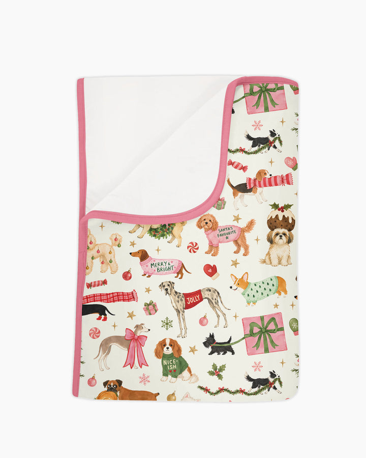 Festive Dog Merry Woofmas Bamboo Blanket
