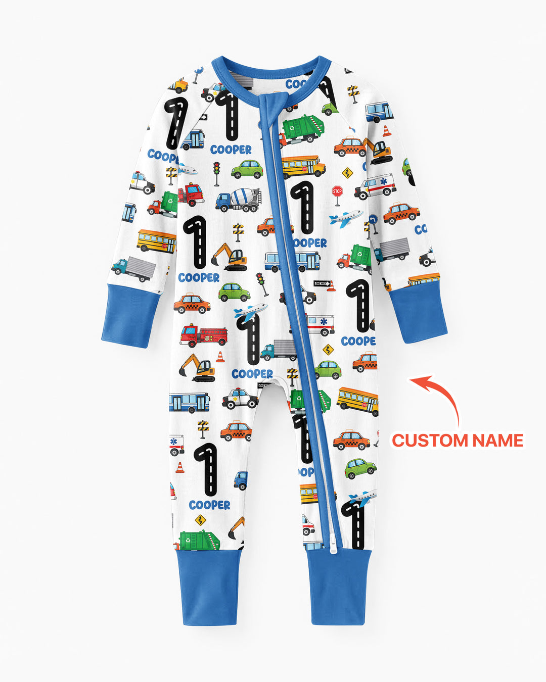 Personalized Birthday Boy Transportation Vehicles Bamboo Convertible Zippy