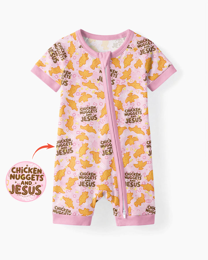 Chicken Nuggets and Jesus Family Matching Bamboo Shorty Zippy