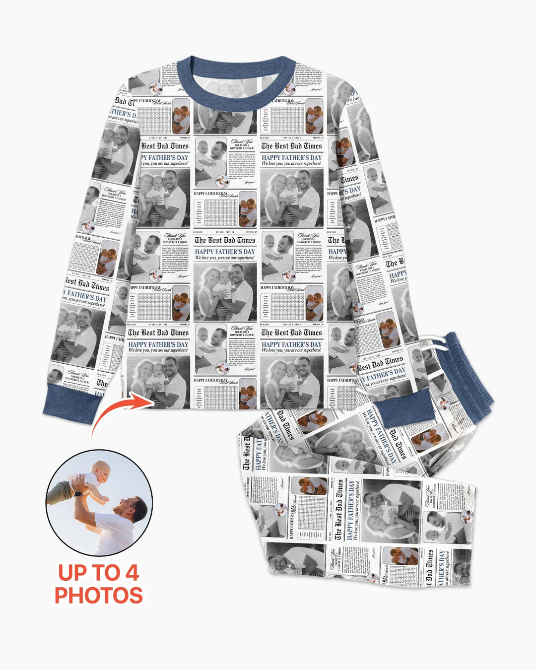 Custom Photo The Best Dad Times Bamboo Men's Pajama Set