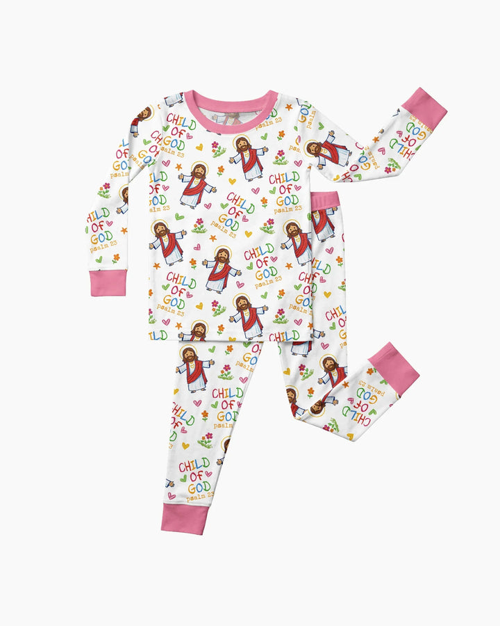 Jesus Loves Me Bamboo Two Piece Long Sleeve Pajama Set