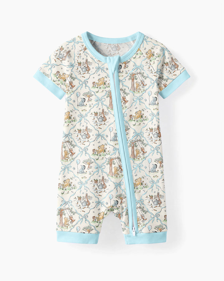 Pijama corto con cremallera de bambú Spring Meadow Friends
