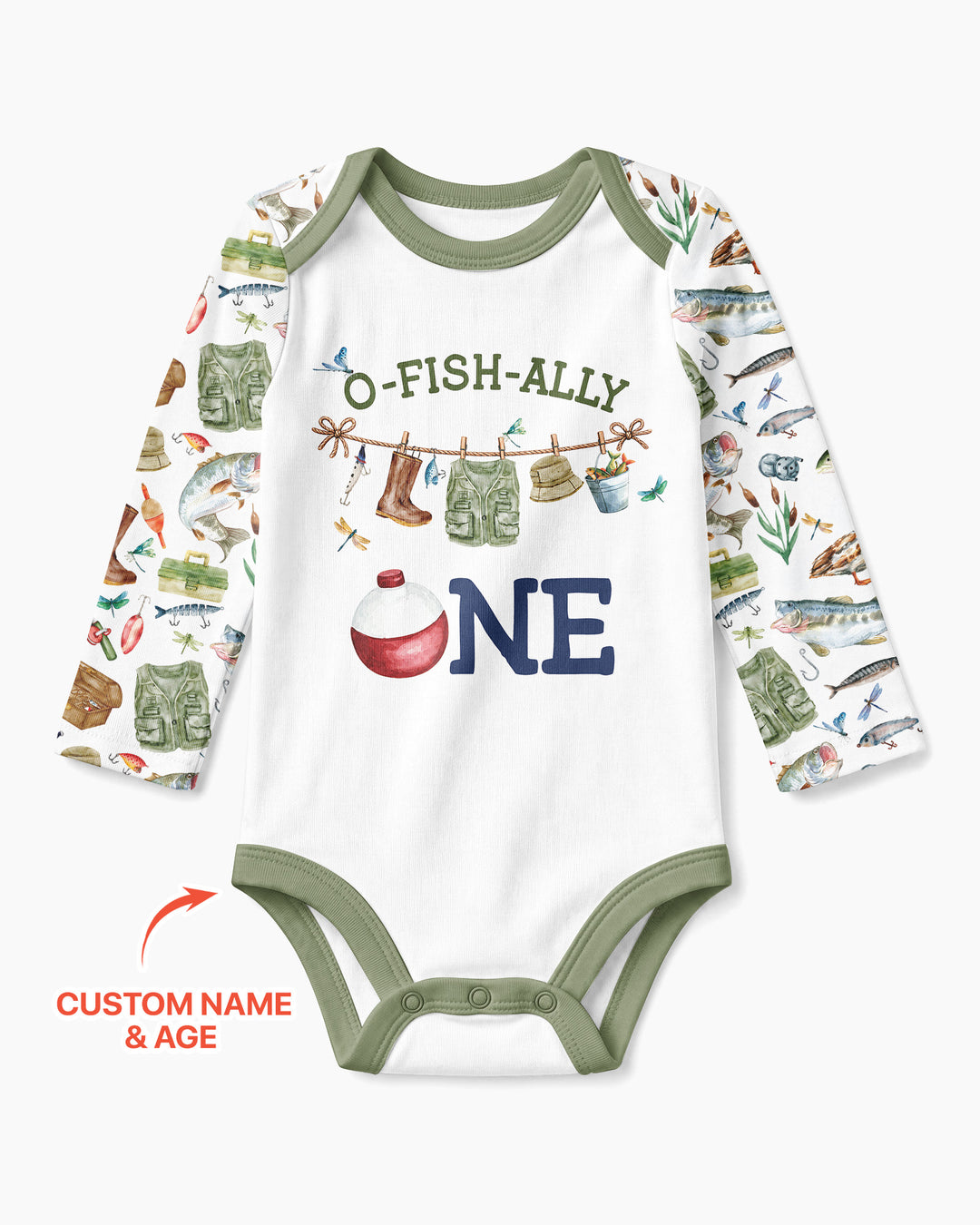 O-Fish-Ally Birthday – Personalized Name & Age Bamboo Bodysuit