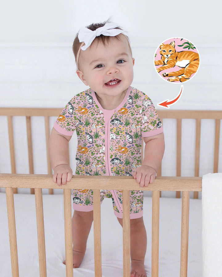 Kitten Garden Family Matching Bamboo Shorty Zippy
