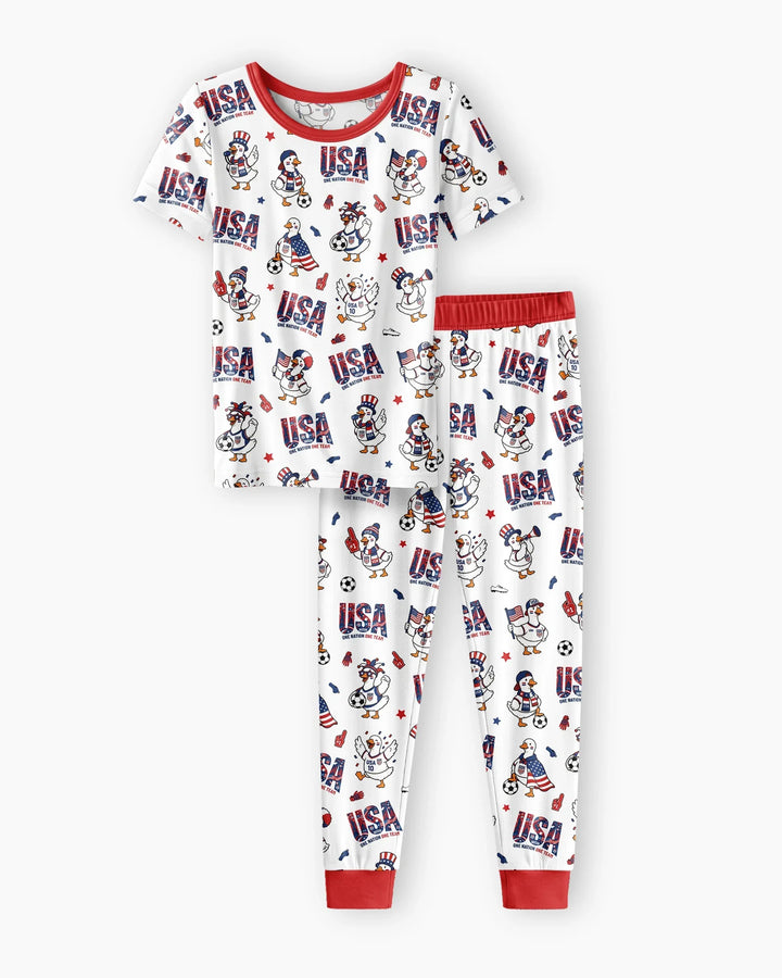Conjunto de pijama de dos piezas de manga corta de bambú