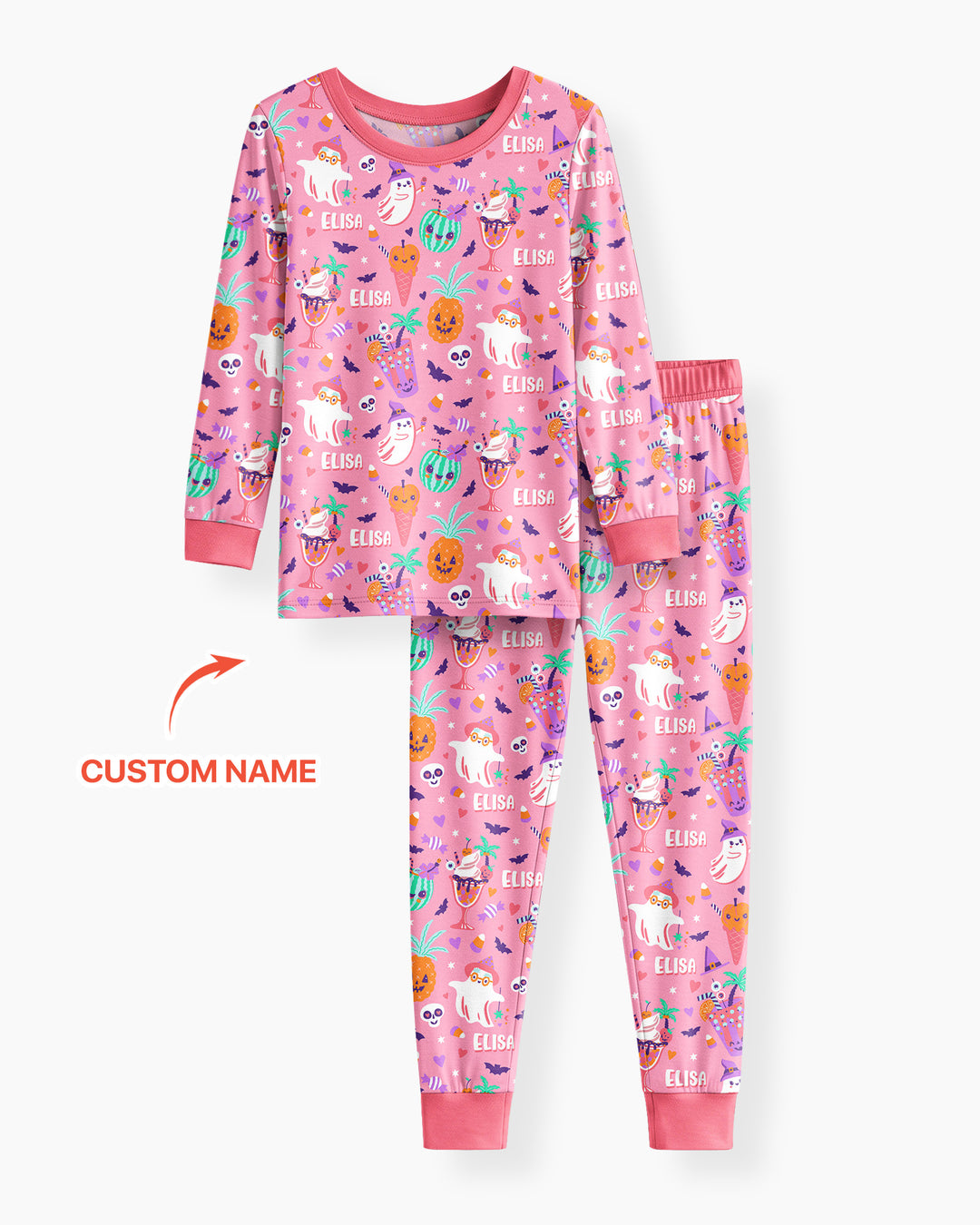 Zweiteiliges Langarm-Pyjama-Set mit Sommerfrüchten