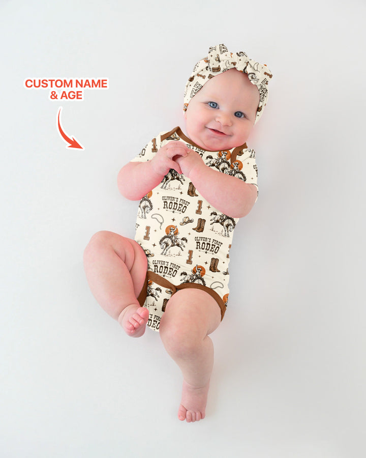 Custom Name Birthday Rodeo Bamboo Bodysuit