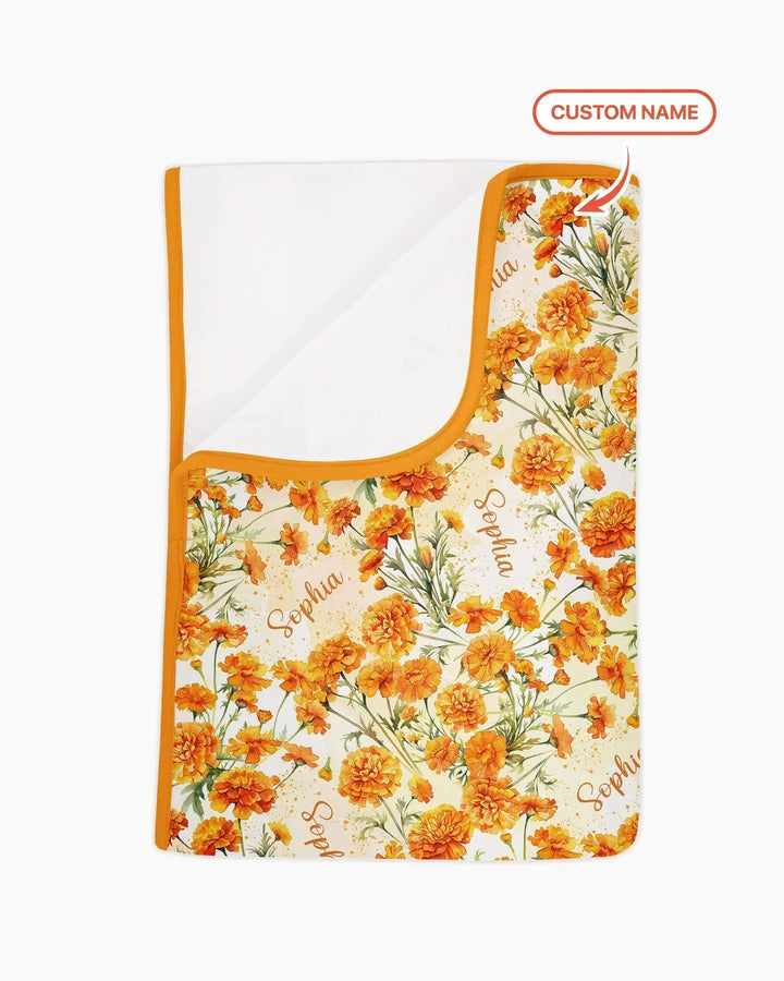 Custom Name Birth Month Flowers Bamboo Blanket
