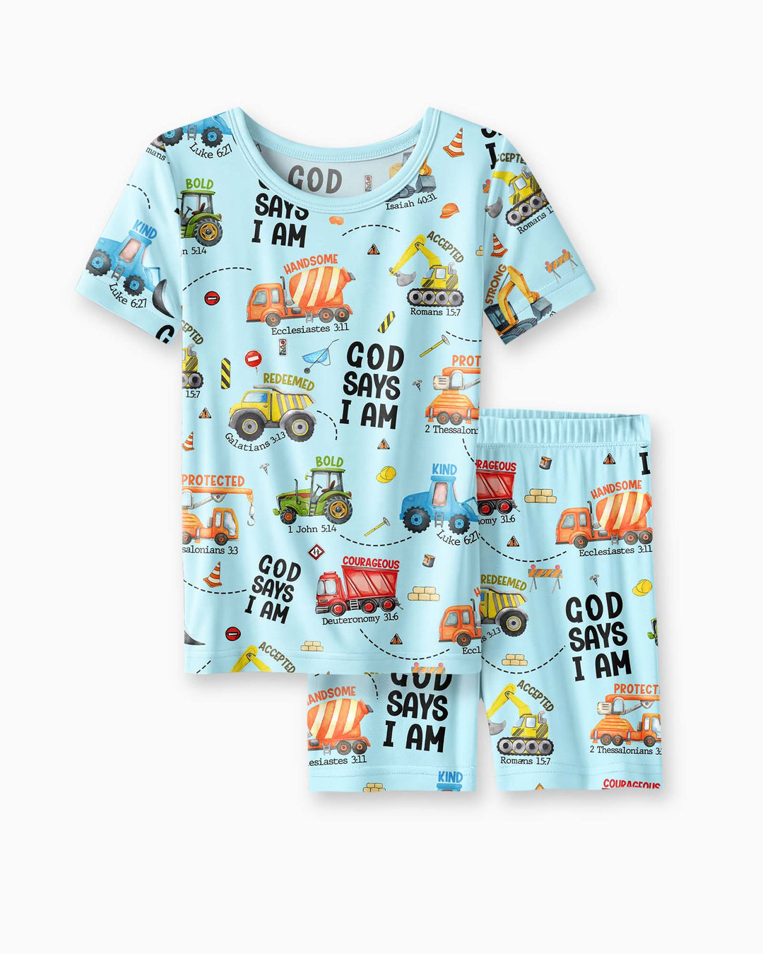 Dios Dice Soy Niño Bambú Conjunto de Pijama de Dos Piezas de Manga Corta y Pantalón Corto