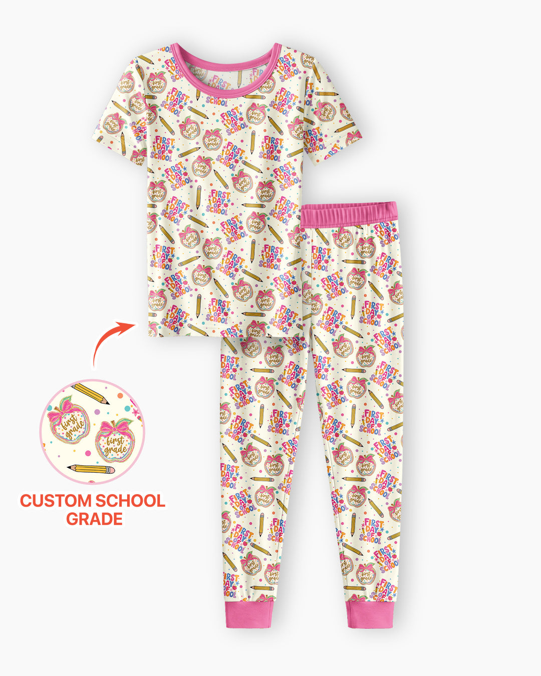 Conjunto de pijama de dos piezas de bambú de manga corta, plantilla personalizada