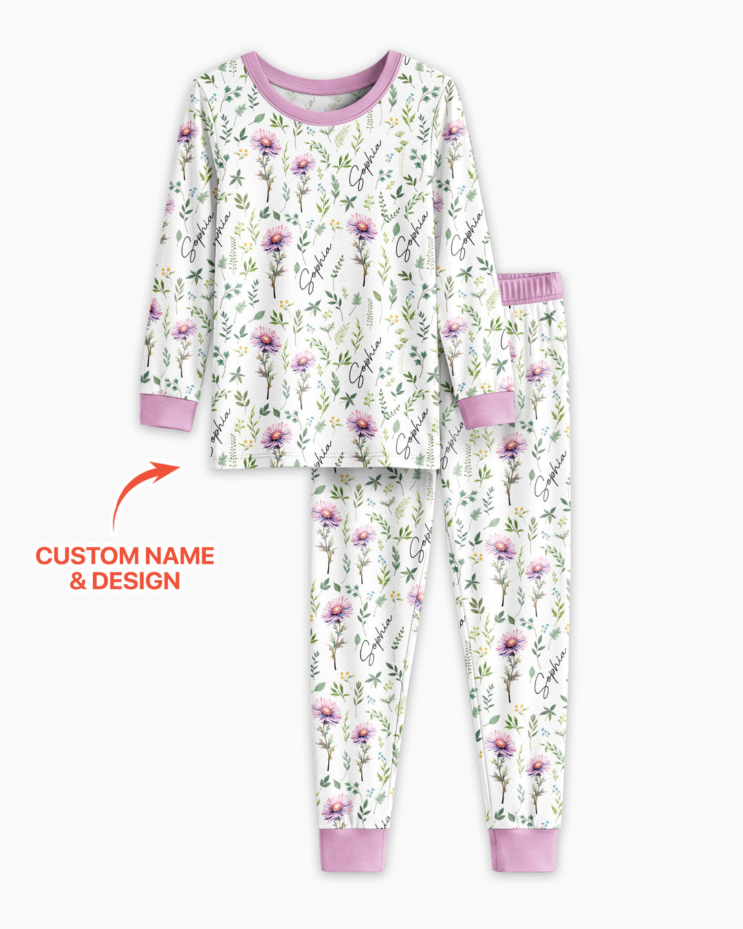 Birth Month Flower Bamboo Two Piece Long Sleeve Pajama Set