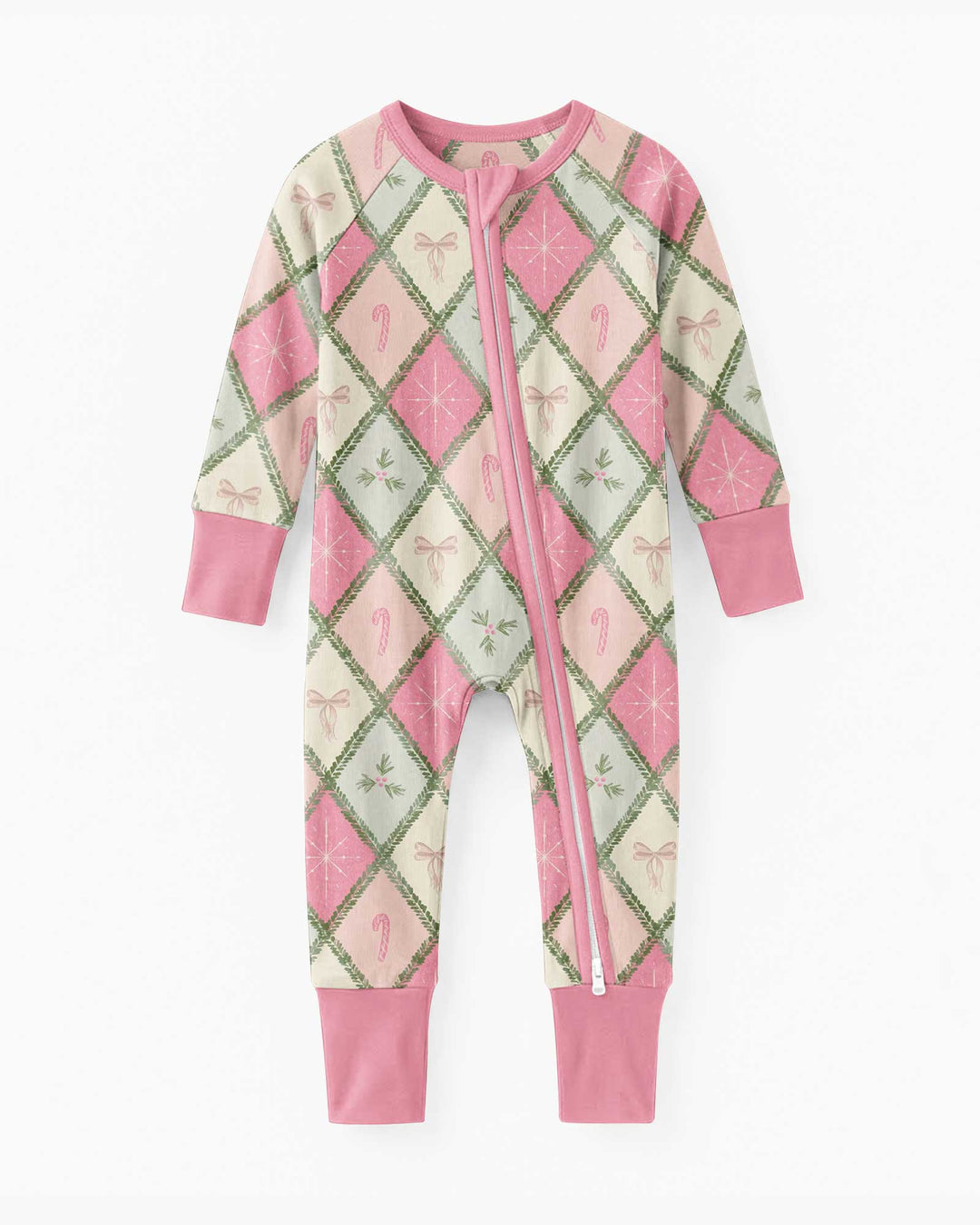 Pink Christmas Patchwork Mommy & Me Matching Bamboo Convertible Zippy