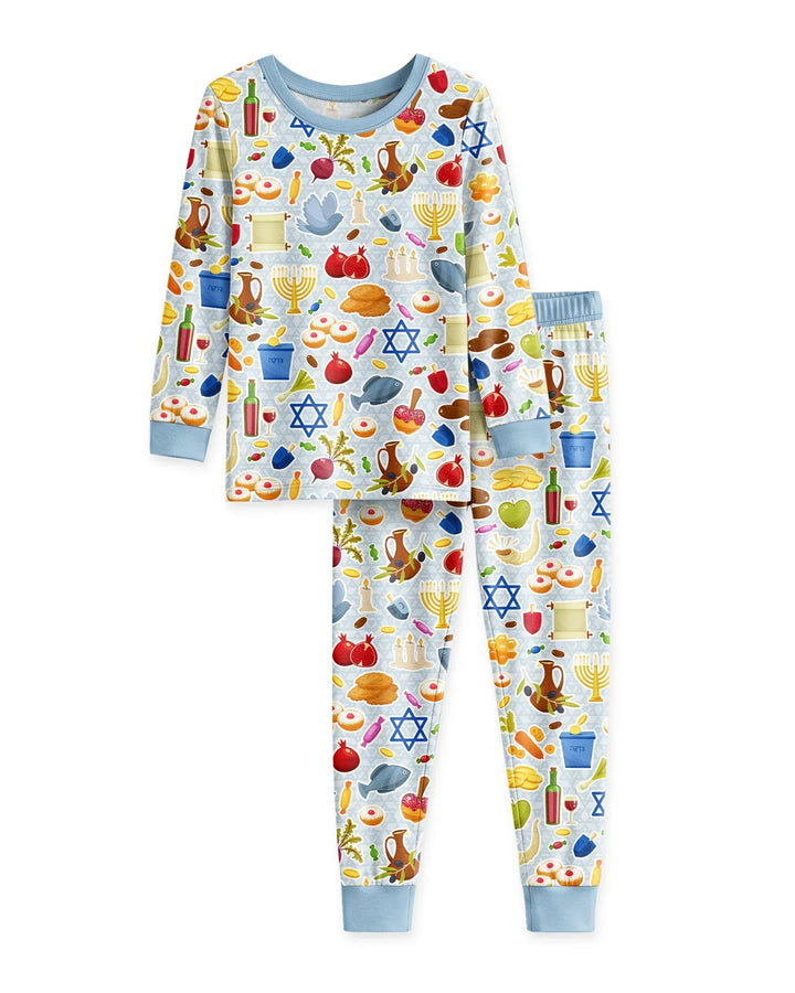 Zweiteiliges Langarm-Pyjama-Set mit Sommerfrüchten