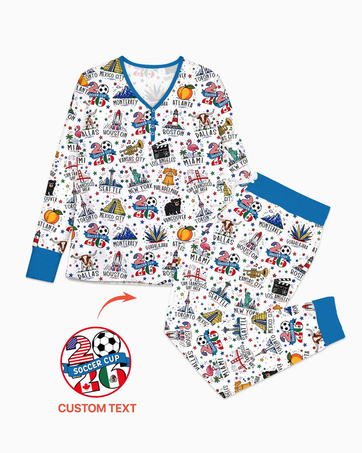 2026 Soccer Cup Host Citties Bamboo Women Pajama Set