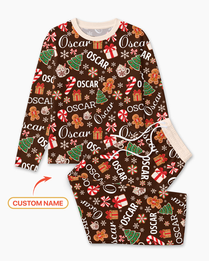 Merry Christmas Custom Name Bamboo Men's Pajama Set