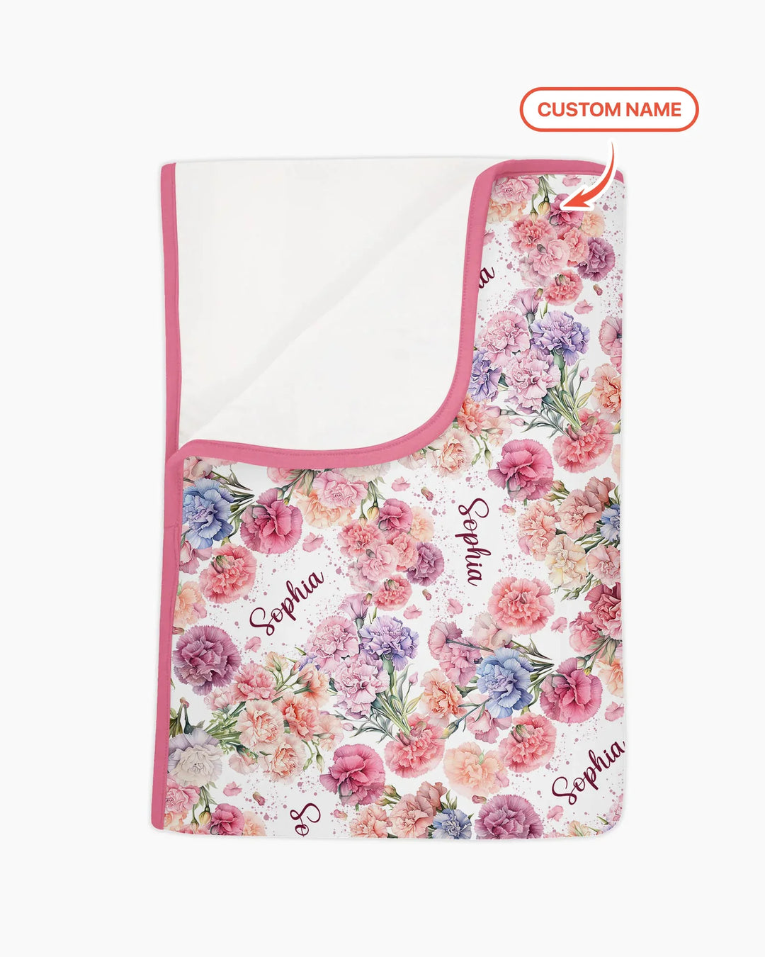 Custom Name Birth Month Flowers Bamboo Blanket