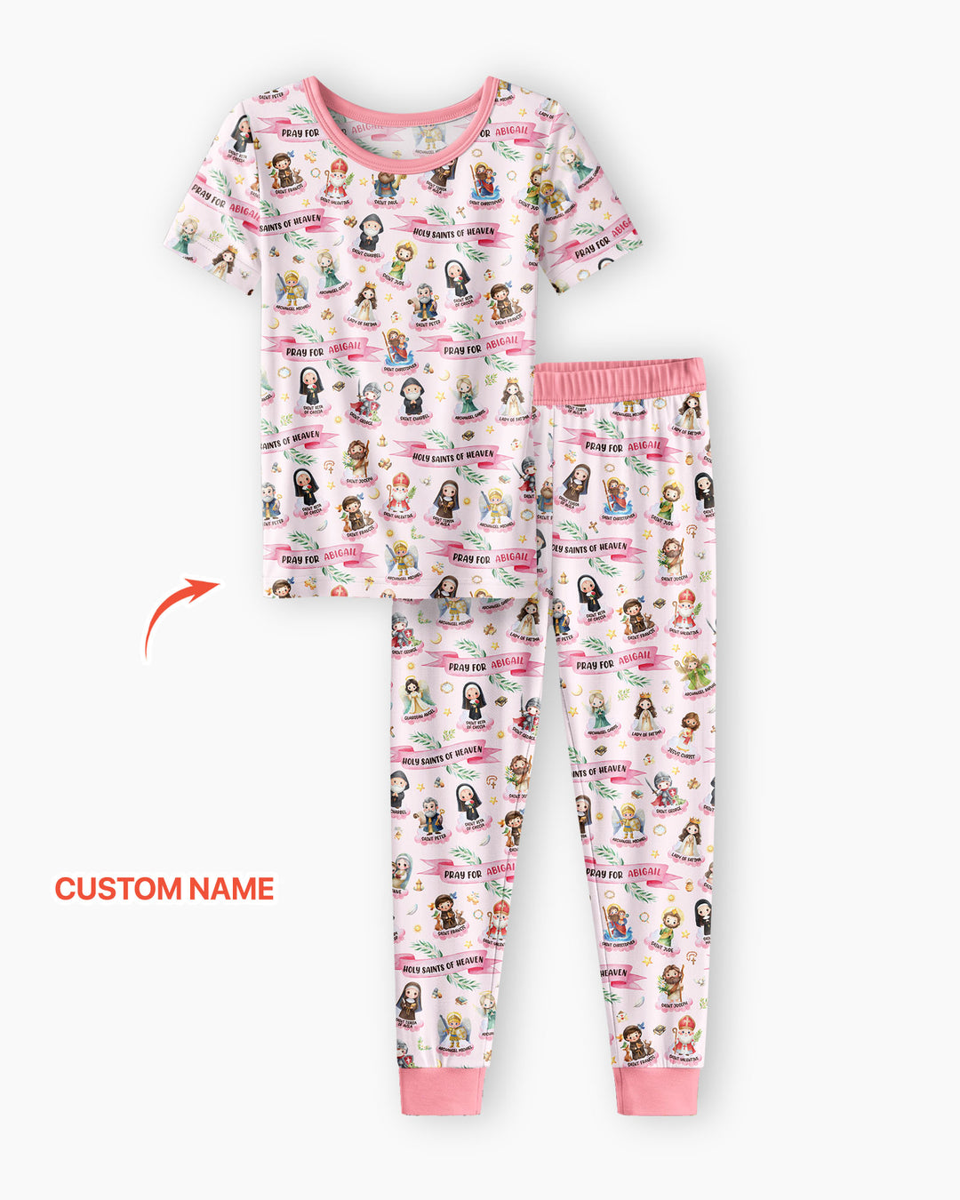 Holy Saints of Heaven Custom Name Bamboo Two Piece Short Sleeve Pajama Set