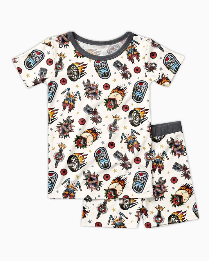 Born to Ride Together Family Matching Bamboo Two Piece Short Sleeve Shorts Pajama Set