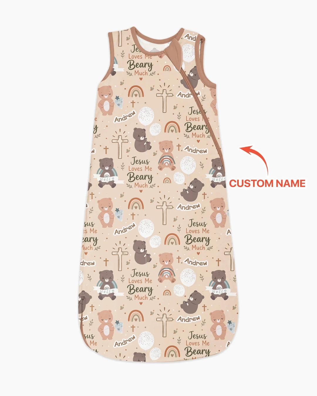 Custom Name Jesus Loves Me Beary Much Bamboo Sleep Bag