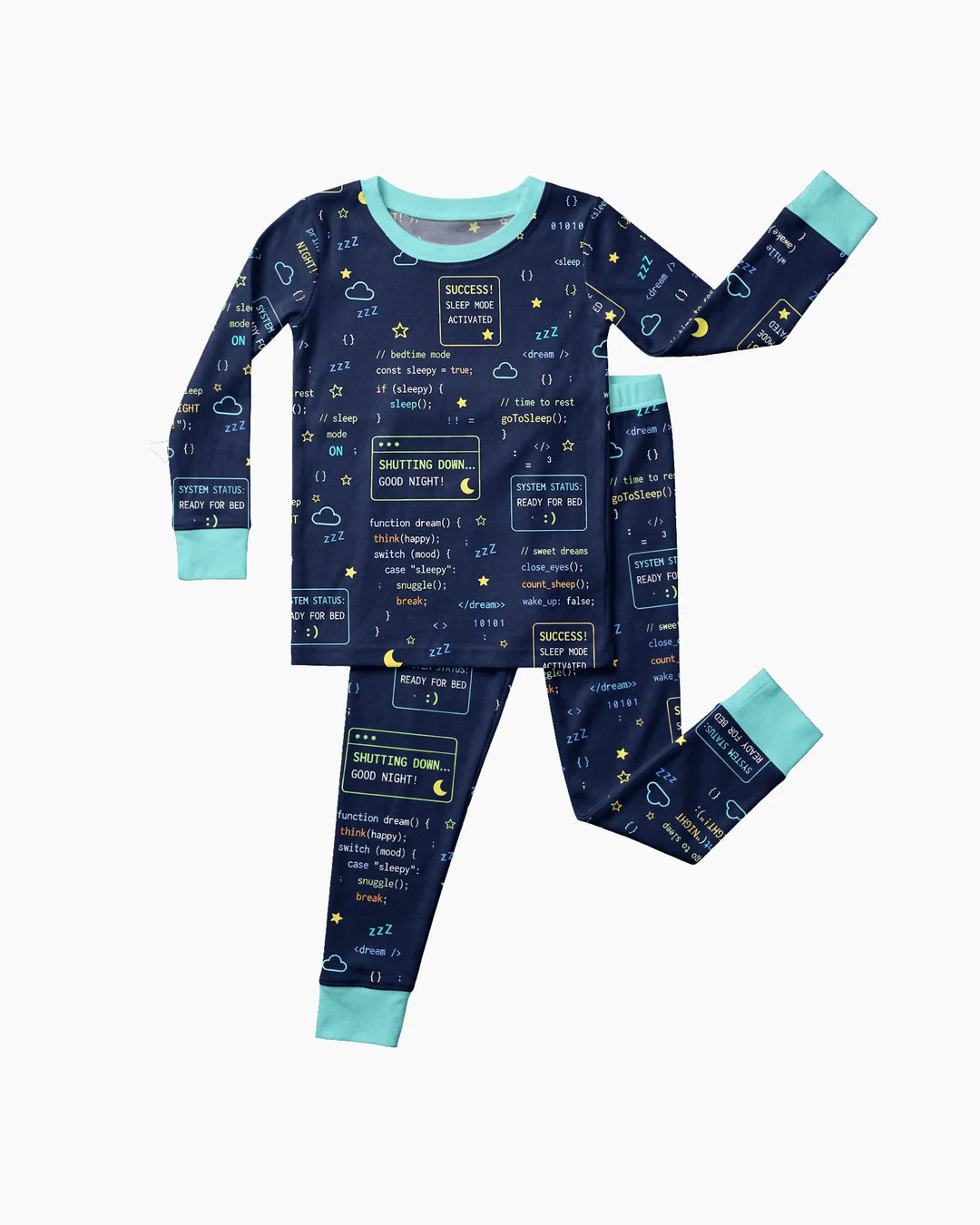 Pijama de dos piezas de bambú de manga larga para padre e hijo, con diseño de "It Techy Job Matching"