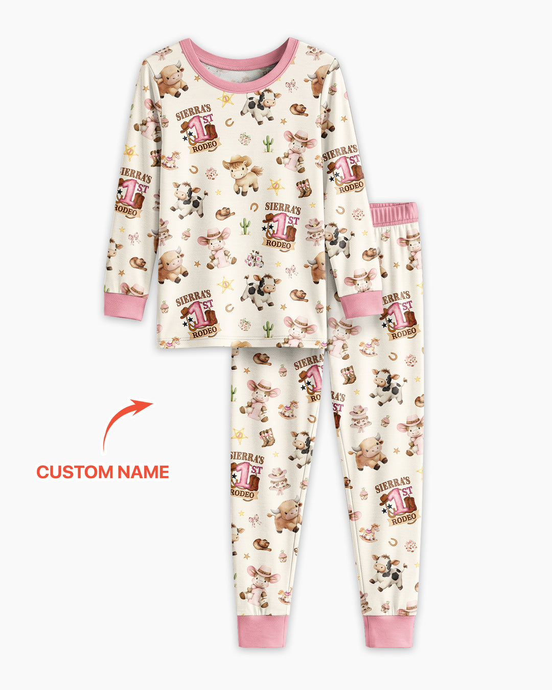 Custom Name First YeeHaw Birthday Bamboo Two Piece Long Sleeve Pajama Set