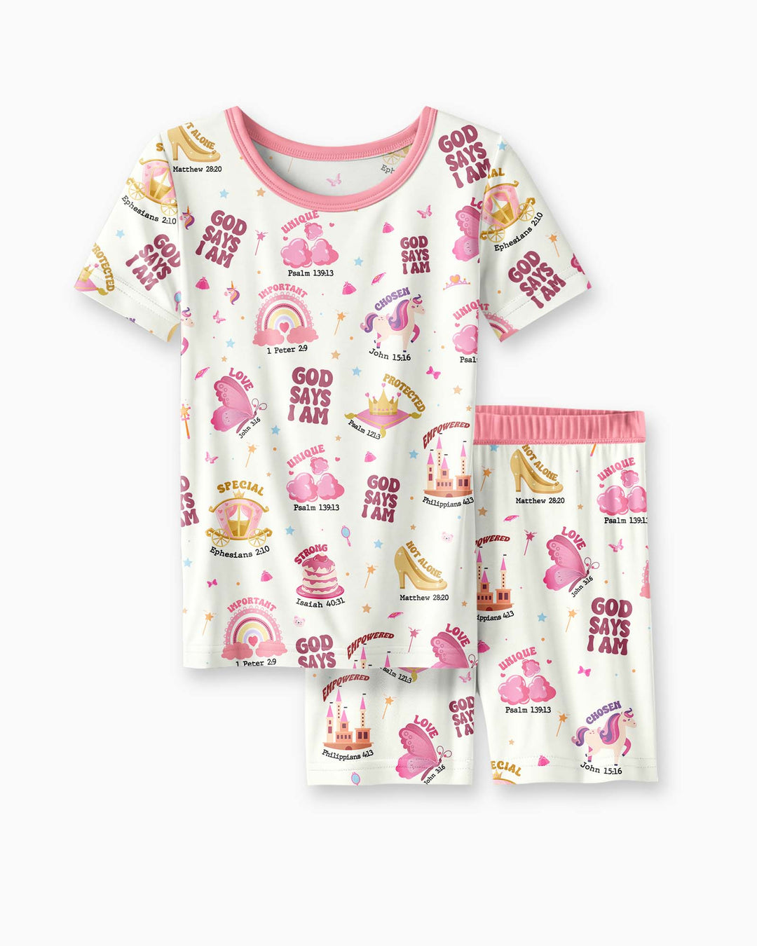 God Says I Am Girl Bamboo Two Piece Short Sleeve Shorts Pajama Set