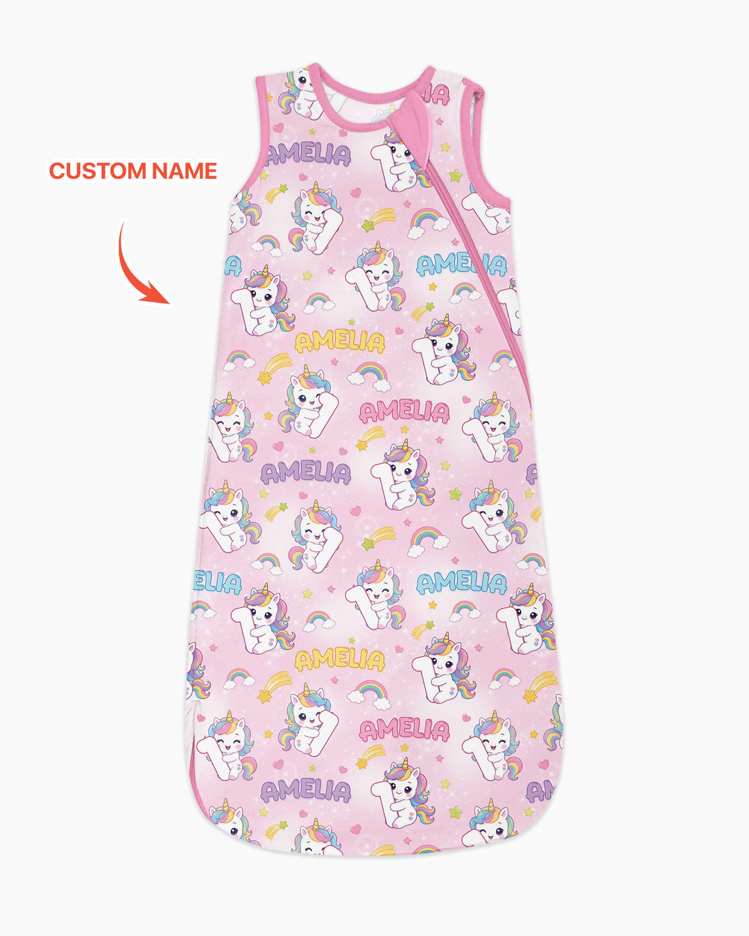 Custom Name Kawaii Unicorn Birthday Bamboo Sleep Bag