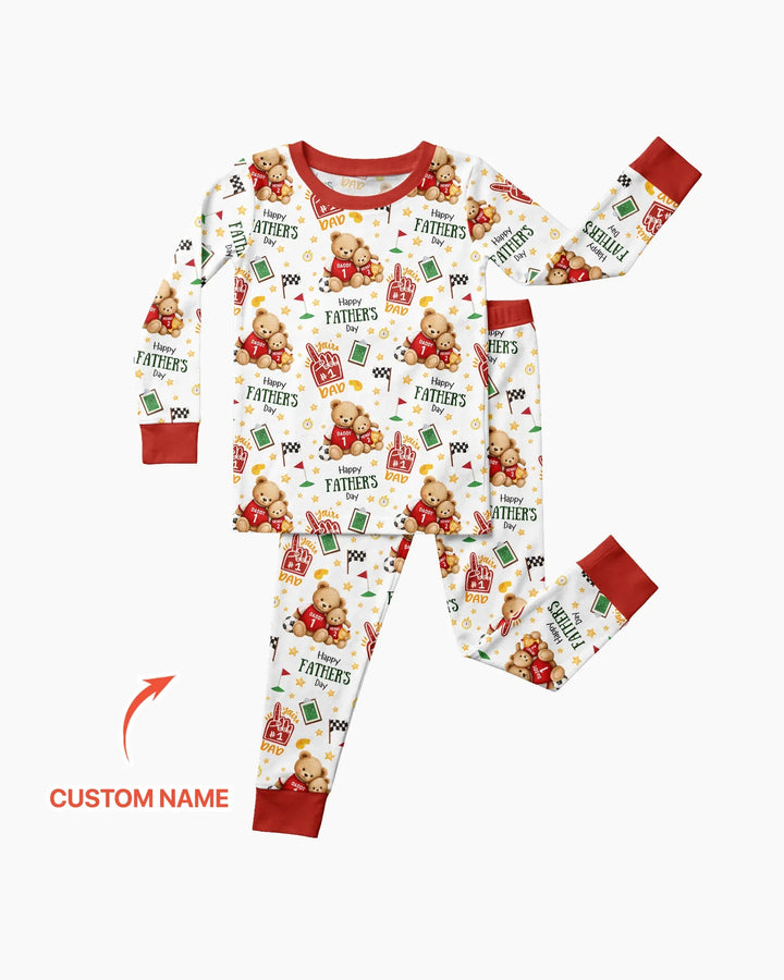 You're #1 Dad Daddy & Me Matching Bamboo Two Piece Long Sleeve Pajama Set