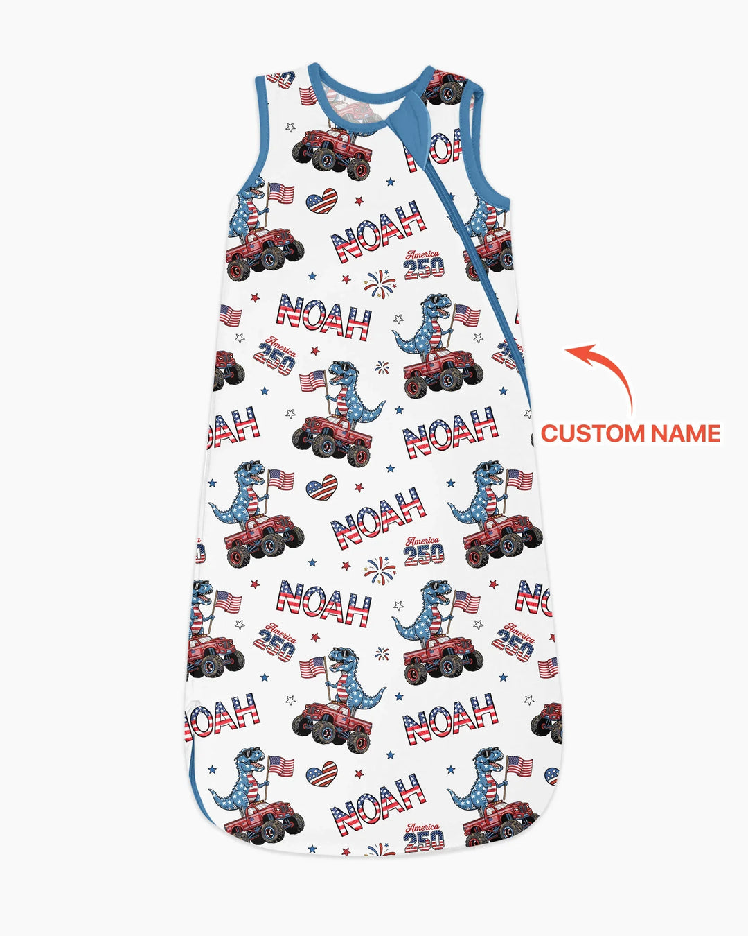Custom Name American Flag Dinosaur Bamboo Sleep Bag
